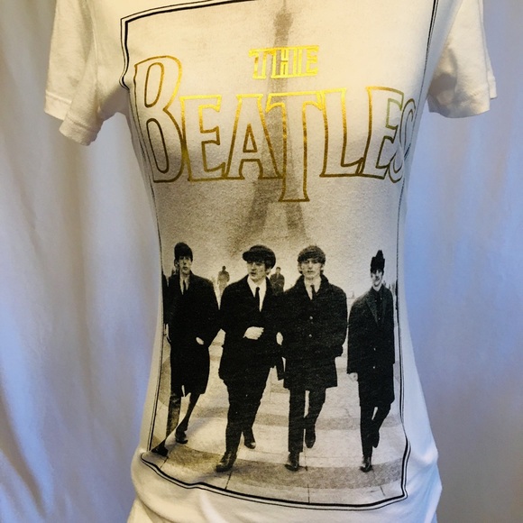 Beatles Tee Shirt !!! White with Gold & Black !!! - Picture 2 of 6